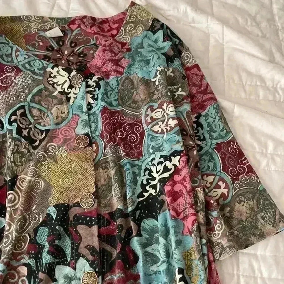 Vintage boho hippie button up shirt basic editions women's 3XL oversized draped - Picture 2 of 7